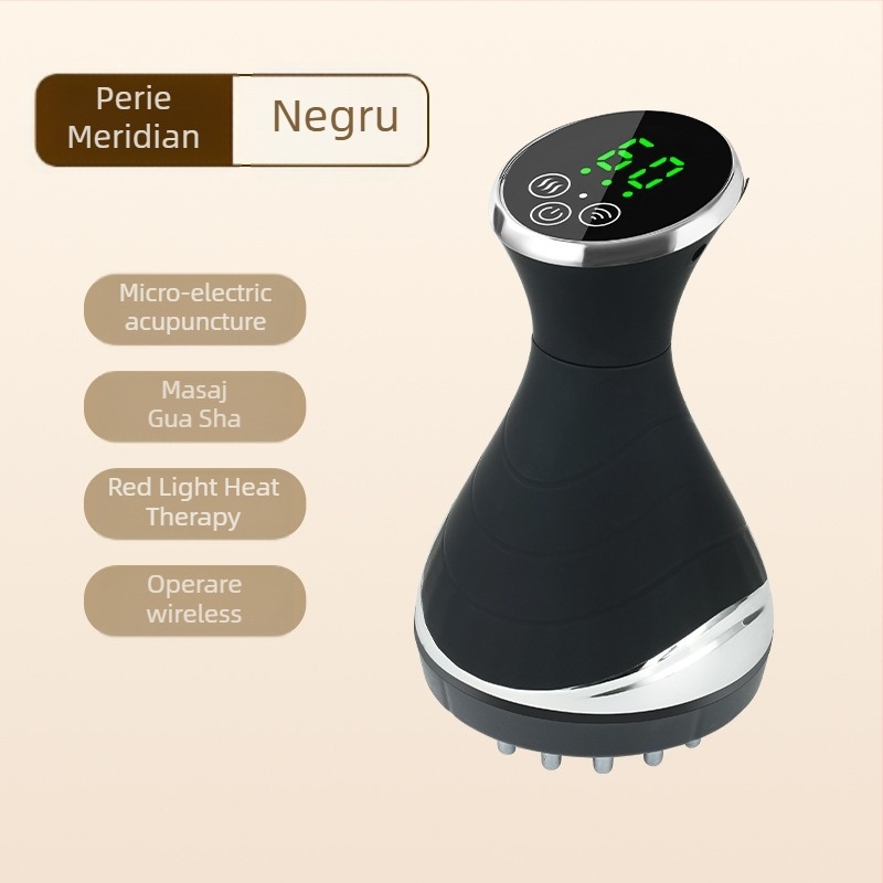 Dispozitiv electric de masaj gua sha HH878 – 3 trepte, 1800mAh, corp ABS, temperatură 35–65°C