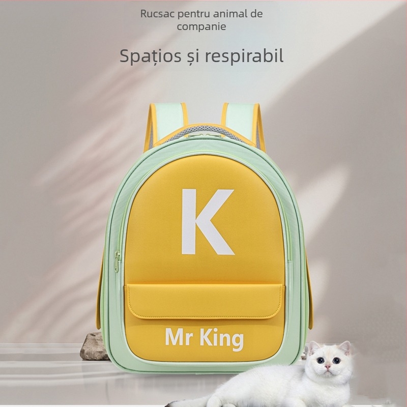 Rucsac pentru pisici pentru ieșiri, respirabil și portabil; materiale: mătase 900D și PU; capacitate medie; model în nuanțe asortate; duritate medie spre moale.