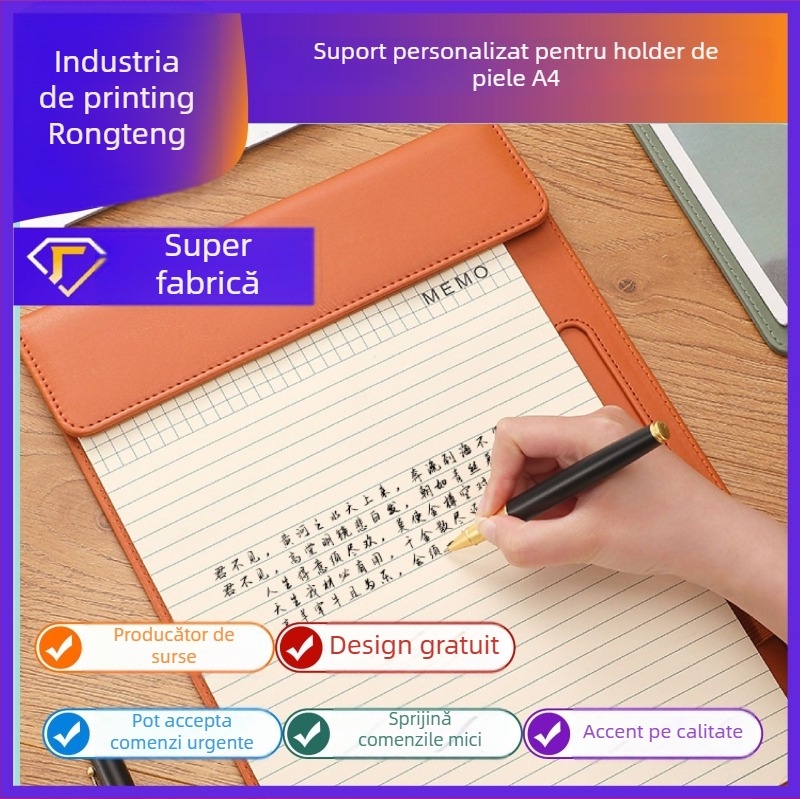 Tablă magnetică de semnături din piele, cu clemă puternică și clemă pentru placă, personalizabilă; dosar de birou/conferințe, compatibil cu hârtie A4/A5/A6/B5/B6
