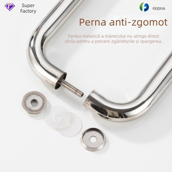 Mânere din oțel inoxidabil pentru uși de baie, pentru uși de sticlă, încastrată, formă arcuită, finisaj lucios, potrivită pentru uși glisante
