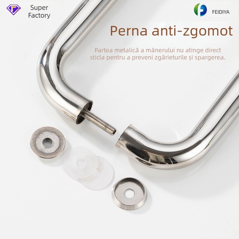 Mânere din oțel inoxidabil pentru uși de baie, pentru uși de sticlă, încastrată, formă arcuită, finisaj lucios, potrivită pentru uși glisante