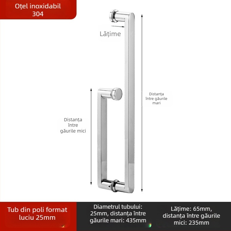 Mânere din oțel inoxidabil pentru uși de baie, pentru uși de sticlă, încastrată, formă arcuită, finisaj lucios, potrivită pentru uși glisante