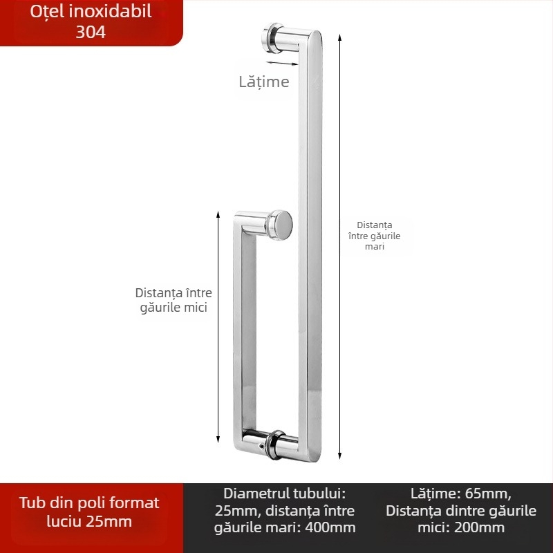 Mânere din oțel inoxidabil pentru uși de baie, pentru uși de sticlă, încastrată, formă arcuită, finisaj lucios, potrivită pentru uși glisante