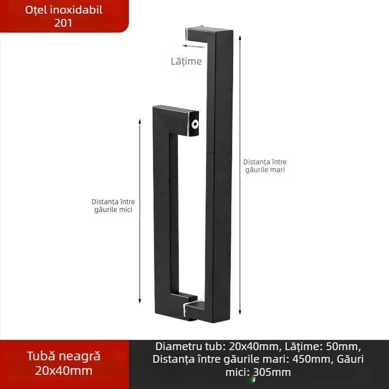 Mânere din oțel inoxidabil pentru uși de baie, pentru uși de sticlă, încastrată, formă arcuită, finisaj lucios, potrivită pentru uși glisante