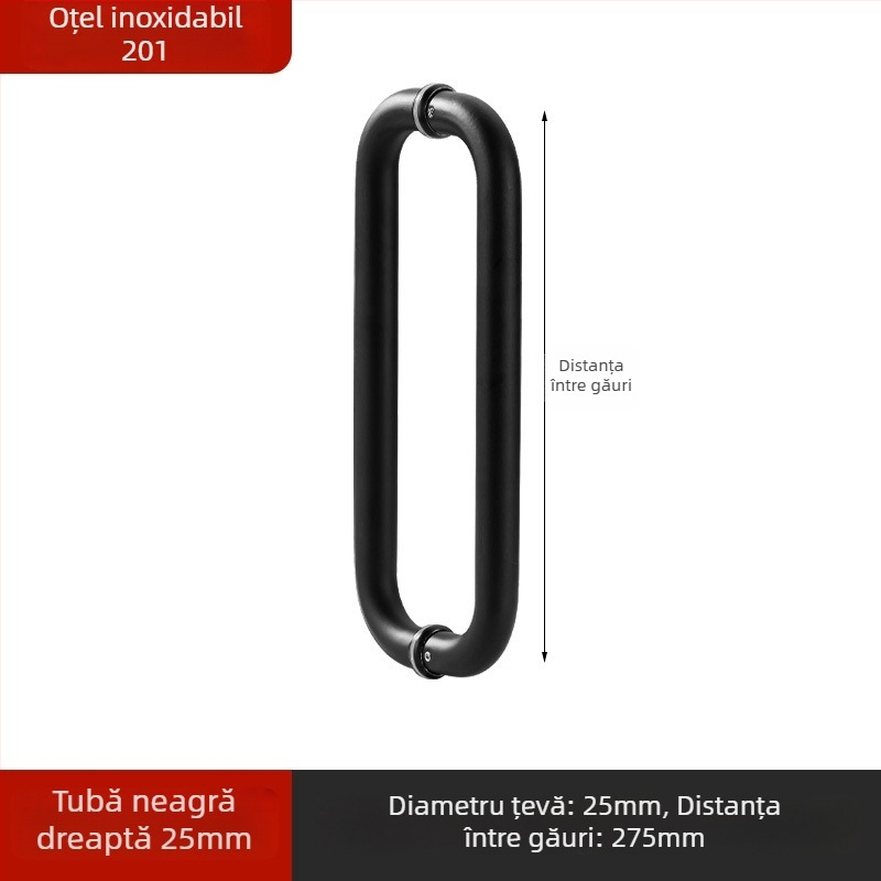 Mânere din oțel inoxidabil pentru uși de baie, pentru uși de sticlă, încastrată, formă arcuită, finisaj lucios, potrivită pentru uși glisante