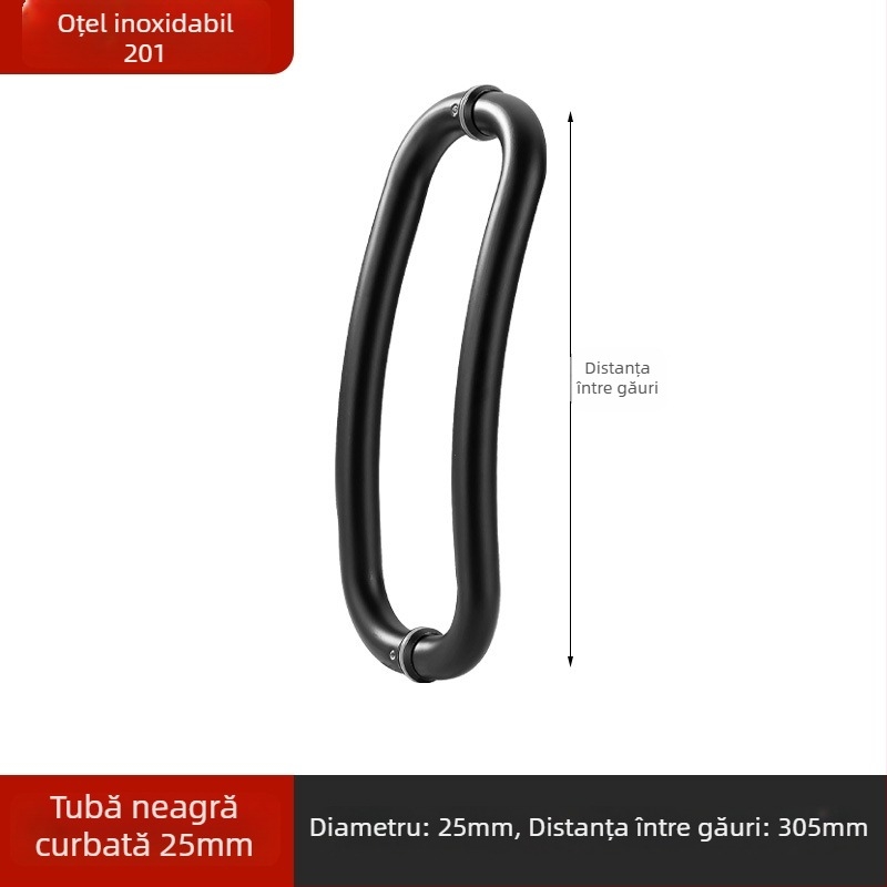 Mânere din oțel inoxidabil pentru uși de baie, pentru uși de sticlă, încastrată, formă arcuită, finisaj lucios, potrivită pentru uși glisante