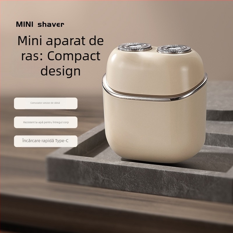 Mașină de ras electric cu cap rotativ dual, lavabilă pentru tot corpul, baterie încorporată 300–500 mAh, autonomie 60 min, încărcare 1,5 h