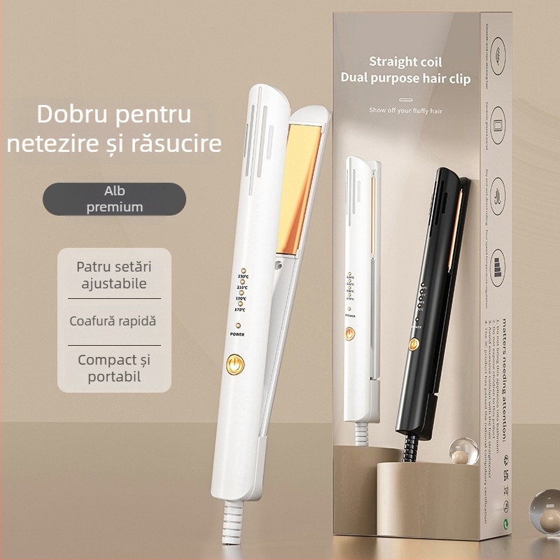 Instrument de coafură cu utilizare dublă pentru curling și îndreptare, plăci din turmalin ceramic, diametru 16–20 mm, 110–220V, 35W, 4 setări de temperatură