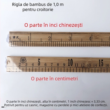 Riglă din lemn, centimetru pentru croitorie, fără siglă