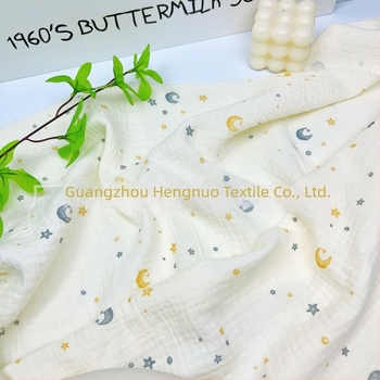 Țesătură din bumbac 100% crep dublu, imprimare cu stea și lună, pentru haine de bebeluți și lenjerie de pat, imprimare și vopsire ecologice