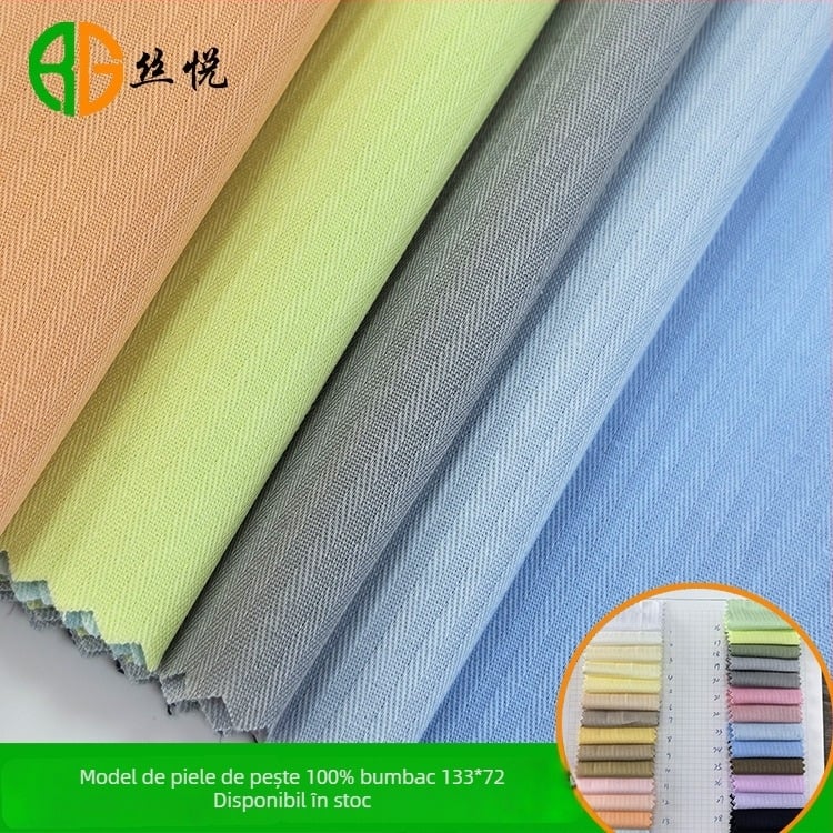 Țesătură pentru cămașă din bumbac 100%, cu țesătură herringbone, vopsire ecologică, potrivită pentru cămăși și uniforme