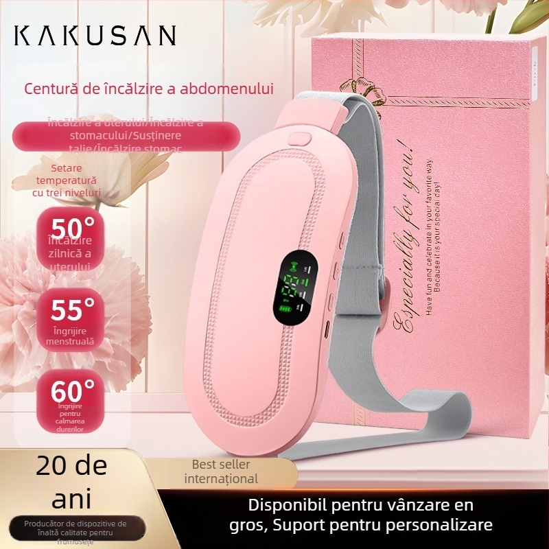 Masajor pentru abdomen cu vibrație și încălzire (model KKS-520; alimentare USB; 50–60°C; 4 trepte; telecomandă wireless; terapie infraroșu) pentru talie, șolduri și picioare
