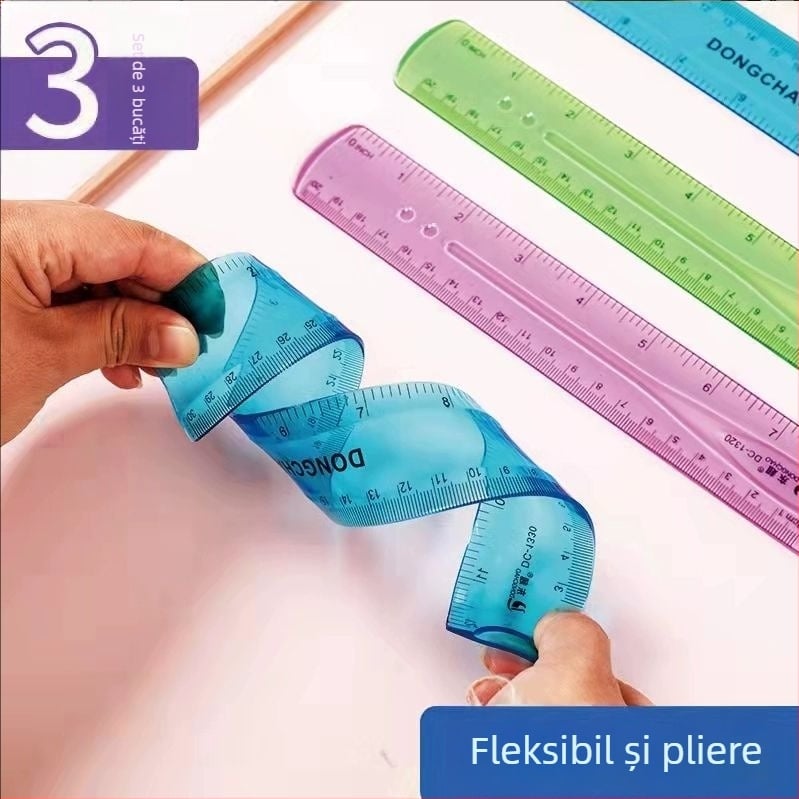 Deli 1415 riglă flexibilă din plastic, drept, cu logo tipărit