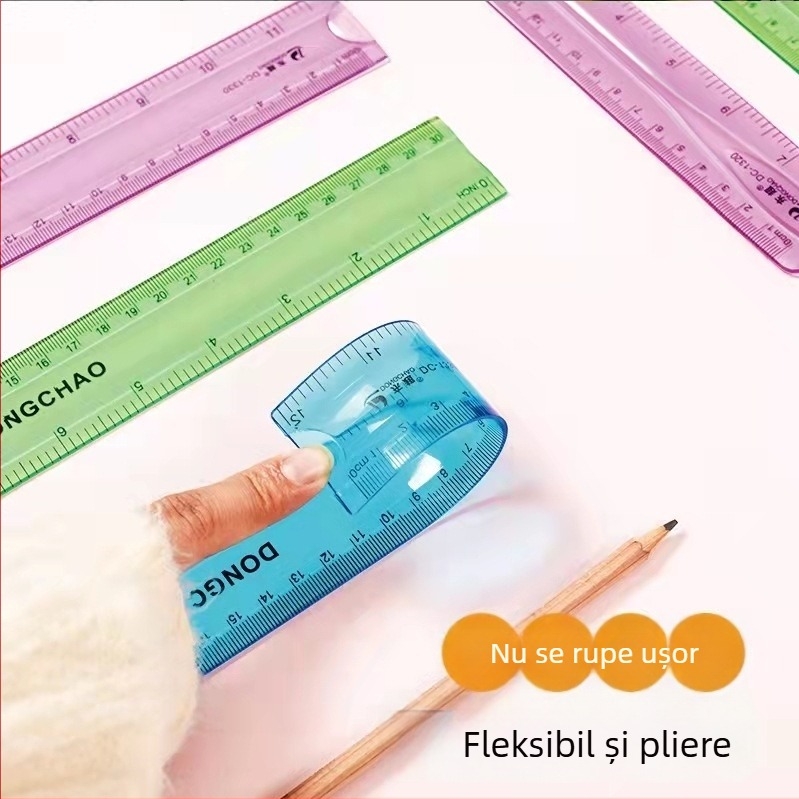 Deli 1415 riglă flexibilă din plastic, drept, cu logo tipărit