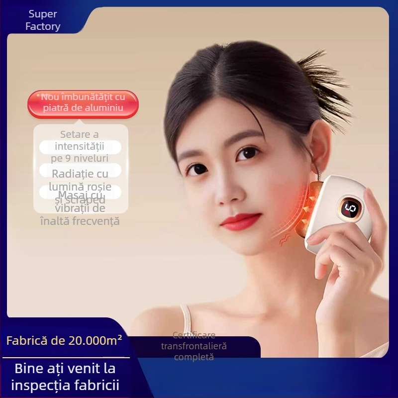 Masaj electric pentru față, reîncărcabil, 4 viteze, corp ABS+ aluminiu, masaj facial și vibrație încălzită