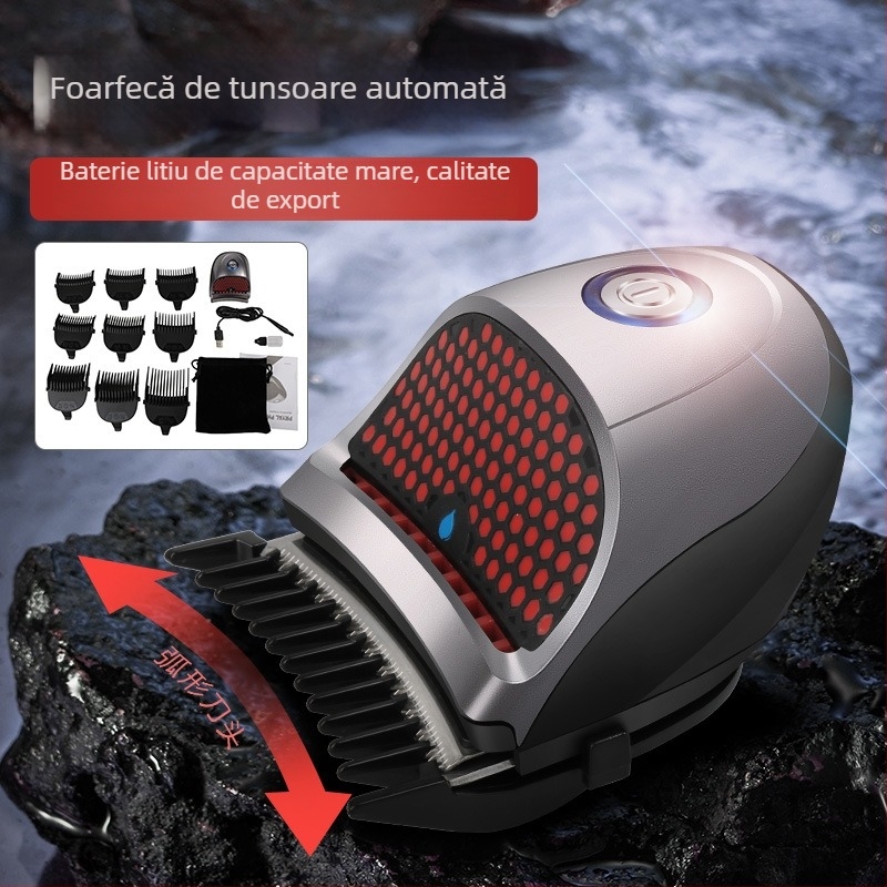 Mașină de tuns electrică pentru bărbați, cu baterie încorporată, impermeabilă, lamă din oțel inoxidabil, motor cu perii