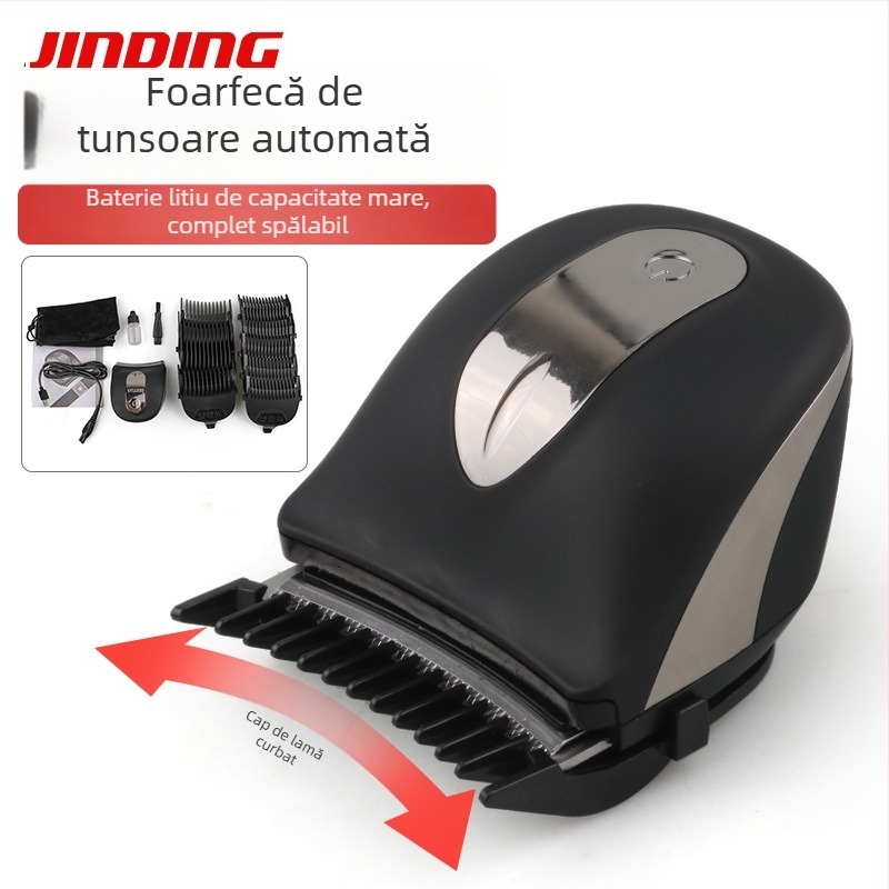 Mașină de tuns electrică pentru bărbați, cu baterie încorporată, impermeabilă, lamă din oțel inoxidabil, motor cu perii