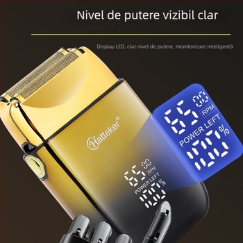 Mașină de ras electrică cu cap dublu reciproc, afișaj LED, funcție de spălare a întregului corp, baterie încorporată 1200–2000 mAh, autonomie 60+ minute
