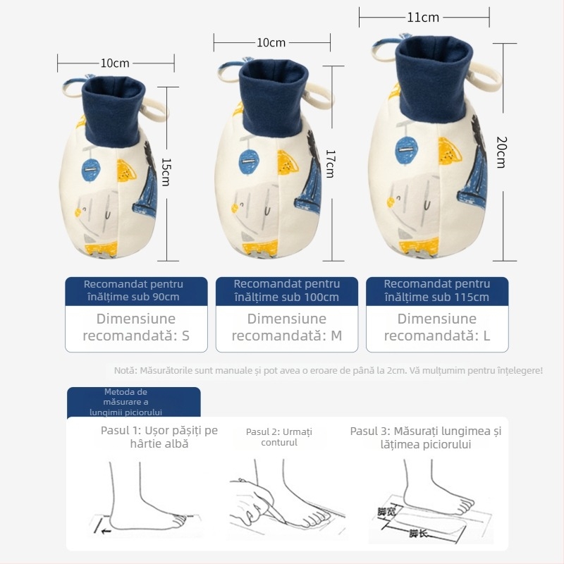 Pantofi pentru bebeluși din bumbac natural, iarna 2022, stil desen animat, marca Muslintree/Cotton Tree; potriviți pentru sugari și copii 1–3 ani