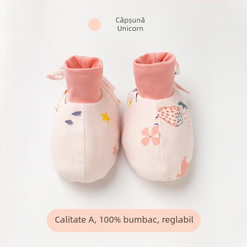 Pantofi pentru bebeluși din bumbac natural, iarna 2022, stil desen animat, marca Muslintree/Cotton Tree; potriviți pentru sugari și copii 1–3 ani