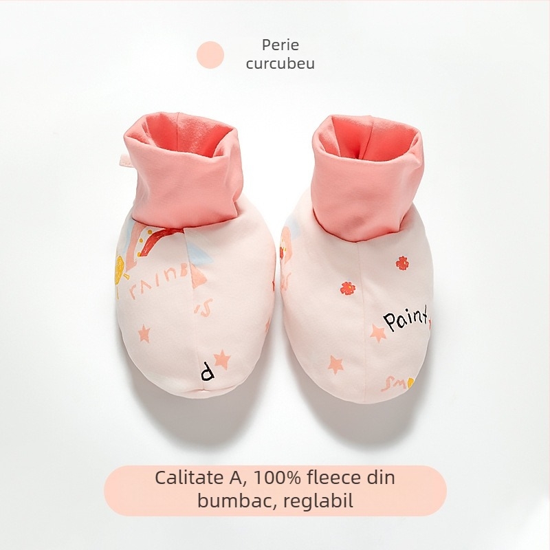 Pantofi pentru bebeluși din bumbac natural, iarna 2022, stil desen animat, marca Muslintree/Cotton Tree; potriviți pentru sugari și copii 1–3 ani
