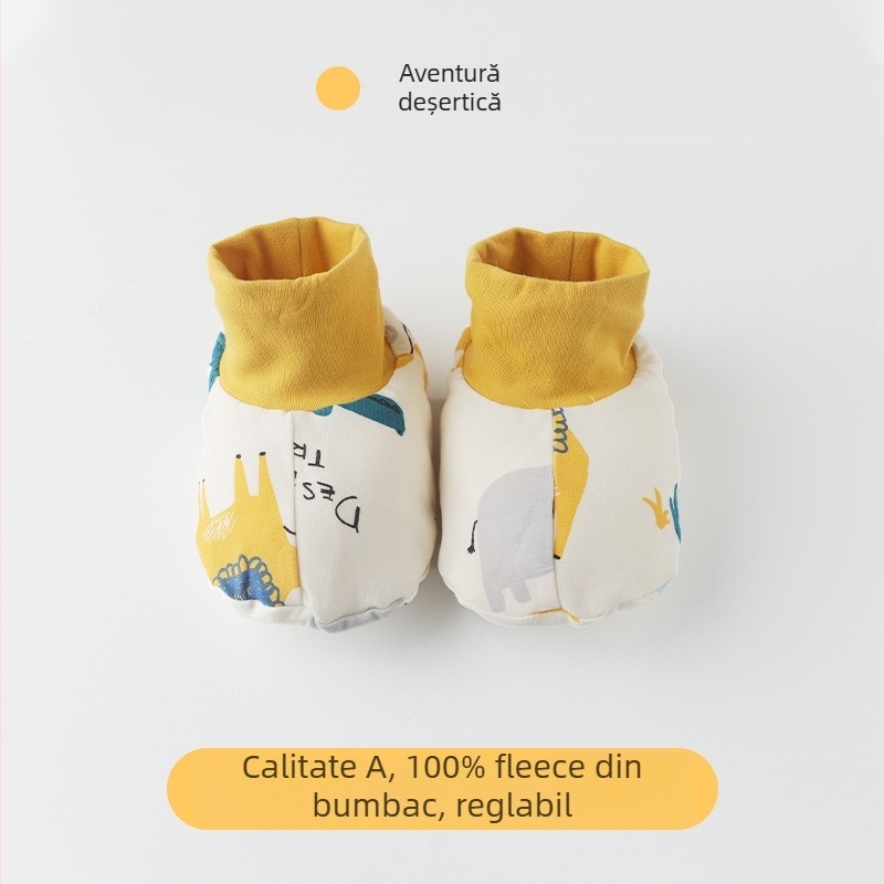Pantofi pentru bebeluși din bumbac natural, iarna 2022, stil desen animat, marca Muslintree/Cotton Tree; potriviți pentru sugari și copii 1–3 ani