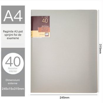 Mapă plastic pentru elevi, model XS40, 40 de pagini, grosime 20, marcă Hua Jie