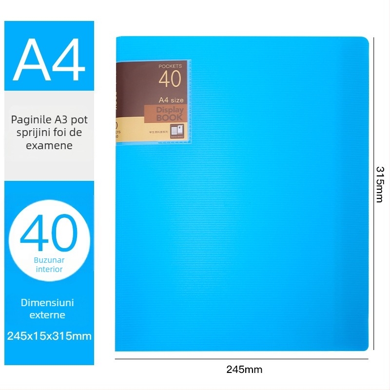 Mapă plastic pentru elevi, model XS40, 40 de pagini, grosime 20, marcă Hua Jie