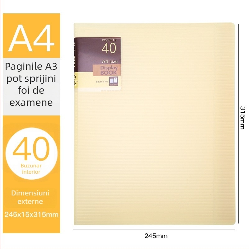 Mapă plastic pentru elevi, model XS40, 40 de pagini, grosime 20, marcă Hua Jie