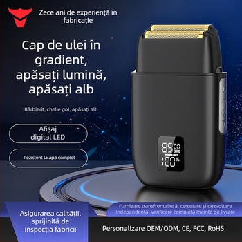 Aparat de ras electric cu capete reciprocante de 2, LED, corp din aliaj de aluminiu, baterie încorporată 500–800 mAh, curățare completă a corpului