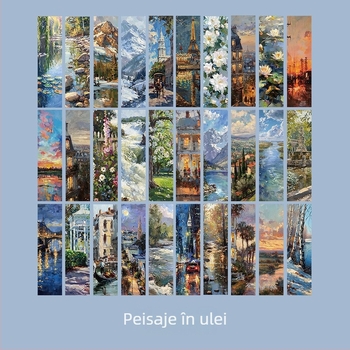 Semn de carte cu peisaje în stil pictură în ulei, decor DIY, Small Ink, hârtie, 65 g, stil antic, lucrat manual