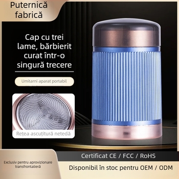 Aparat de ras electric – USB reîncărcabil, baterie încorporată, cap rotativ cu 3 lame, impermeabil pentru întreg corpul, zgomot redus, compact și portabil