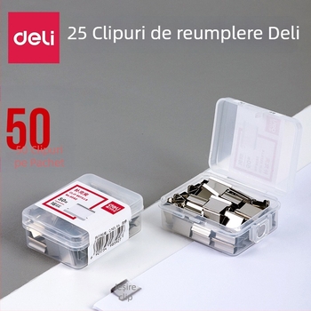Deli 8592 clip metal pentru bilete, pachet de 50 buc.