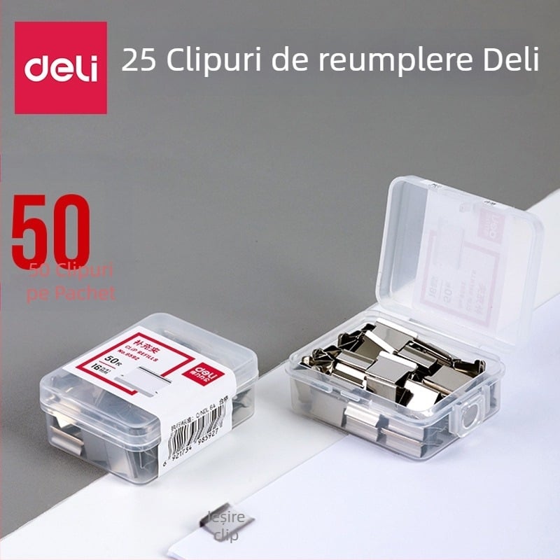 Deli 8592 clip metal pentru bilete, pachet de 50 buc.