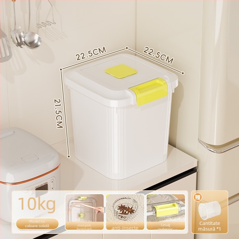 Recipient pentru depozitare orez, plastic PP, capacitate 8–9 L, etanș la umezeală și insecte, potrivit pentru orez, paste și cereale