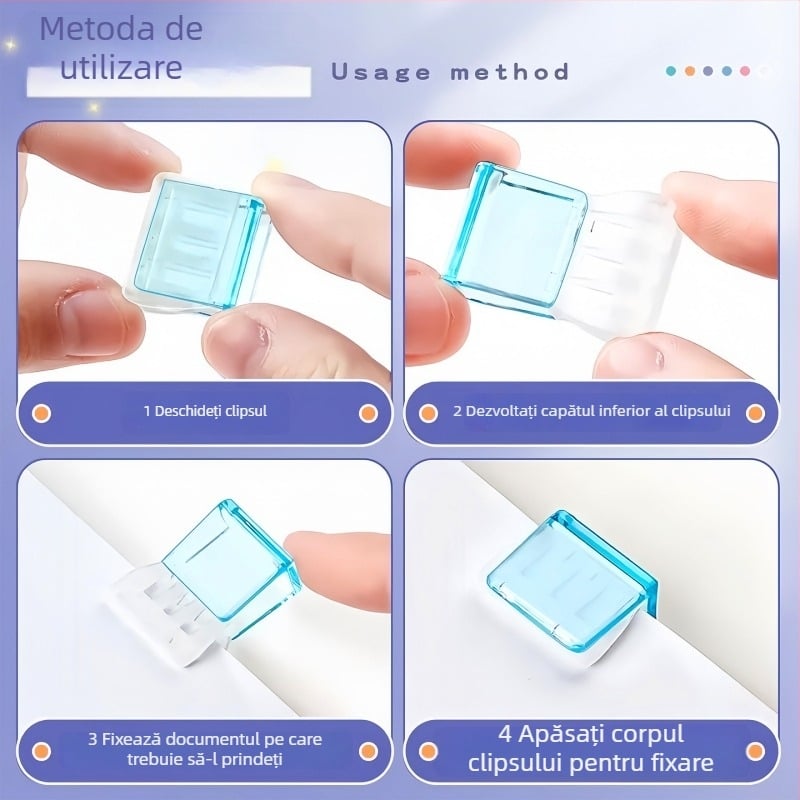 Qiwang Clip din plastic de colț – clip de hârtie anti-derulare pentru documente