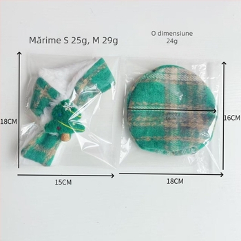 Set de Crăciun pentru animale de companie: eșarfă pentru pisică și beretă cu model în carouri, Cartoon, poliester, lucrat manual, universal pentru toate animalele, accesorii pentru eșarfe și pălării