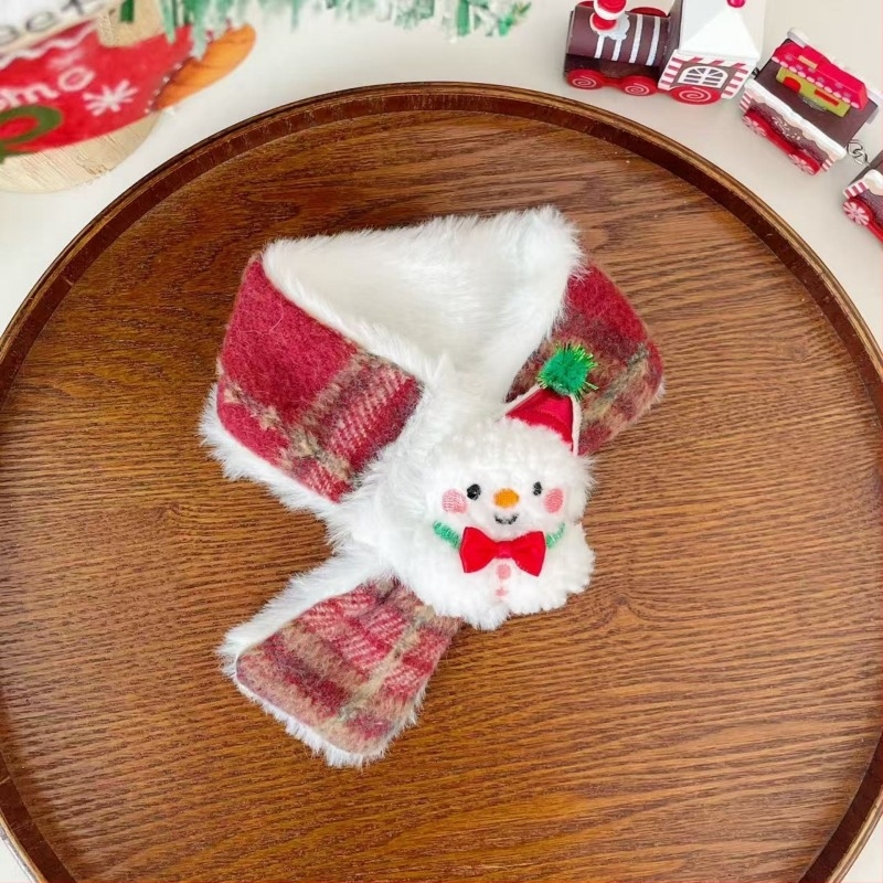 Set de Crăciun pentru animale de companie: eșarfă pentru pisică și beretă cu model în carouri, Cartoon, poliester, lucrat manual, universal pentru toate animalele, accesorii pentru eșarfe și pălării