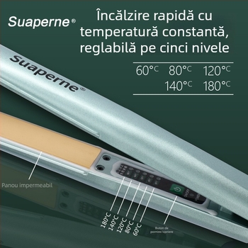 Îndreptător de păr F3 cu afișaj digital al temperaturii, încălzire la temperatură constantă, placă de încălzire 21–30 mm, aliaj ecologic