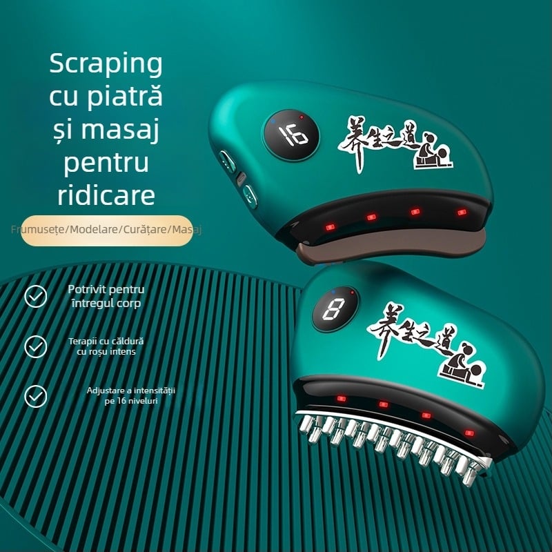 Dispozitiv electric de gua sha pentru față, control al temperaturii 30–50°C, model JZ-165, alimentare USB, ABS