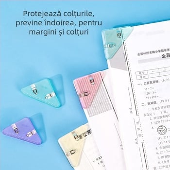 Clema de colț unghiulară QJ8530 – Clip triunghiular pentru documente, plastic, Deli
