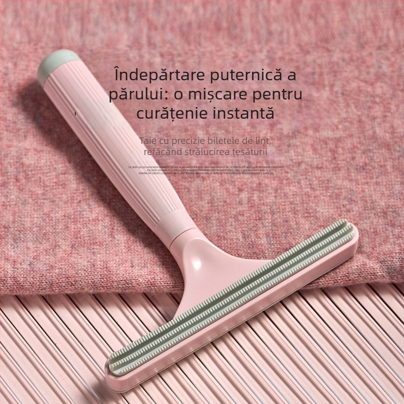 Îndepărtător de păr pentru animale de companie (cu două fețe, manual, pieptene curbat, ABS+TPR) pentru pisici cu blană lungă