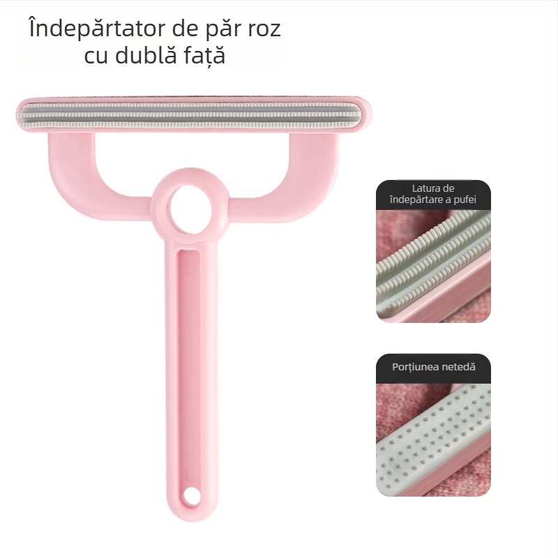 Îndepărtător de păr pentru animale de companie (cu două fețe, manual, pieptene curbat, ABS+TPR) pentru pisici cu blană lungă