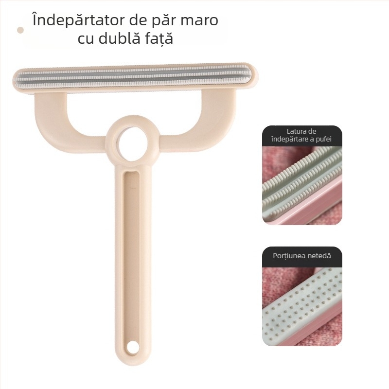 Îndepărtător de păr pentru animale de companie (cu două fețe, manual, pieptene curbat, ABS+TPR) pentru pisici cu blană lungă
