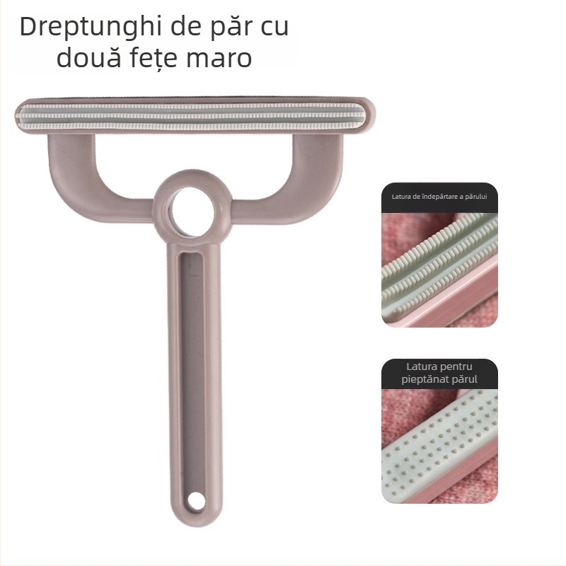 Îndepărtător de păr pentru animale de companie (cu două fețe, manual, pieptene curbat, ABS+TPR) pentru pisici cu blană lungă