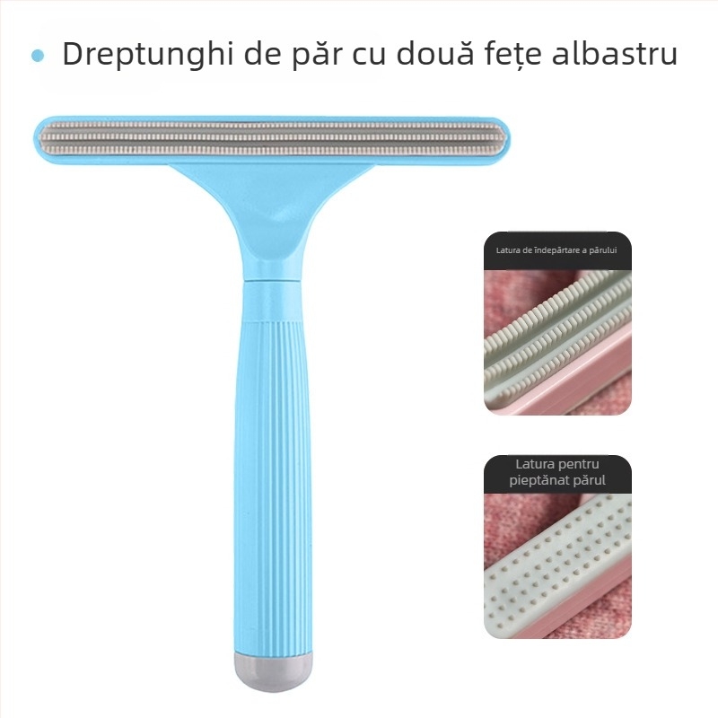 Îndepărtător de păr pentru animale de companie (cu două fețe, manual, pieptene curbat, ABS+TPR) pentru pisici cu blană lungă