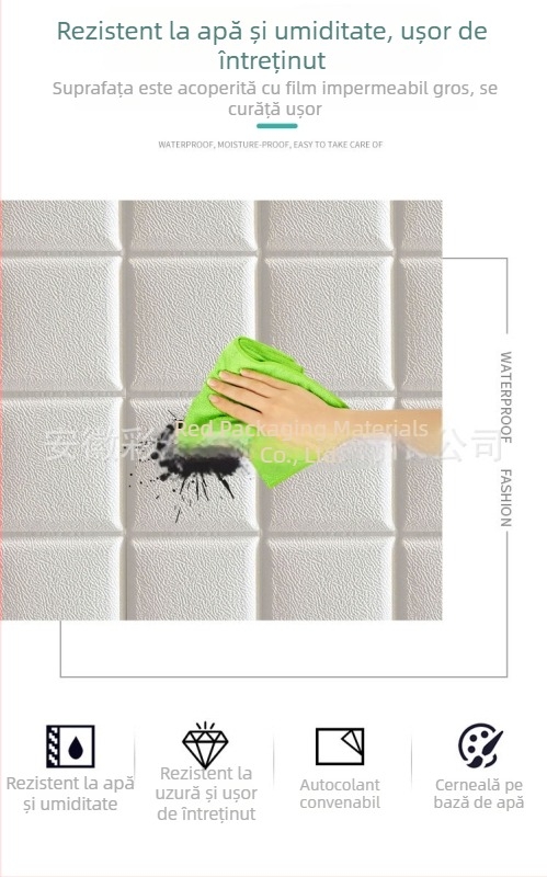 Sticker decorativ 3D cu model de cărămidă din spumă XPE; impermeabil, rezistent la umiditate, izolație termică, rezistent la ulei, autoadeziv pentru living, dormitor sau birou