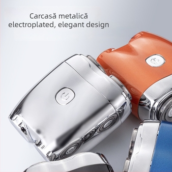 Aparat de ras electric cu cap rotativ cu două lame, cap pluto, curățare integrală a corpului, baterie încorporată 500–800 mAh, autonomie până la 80 de minute