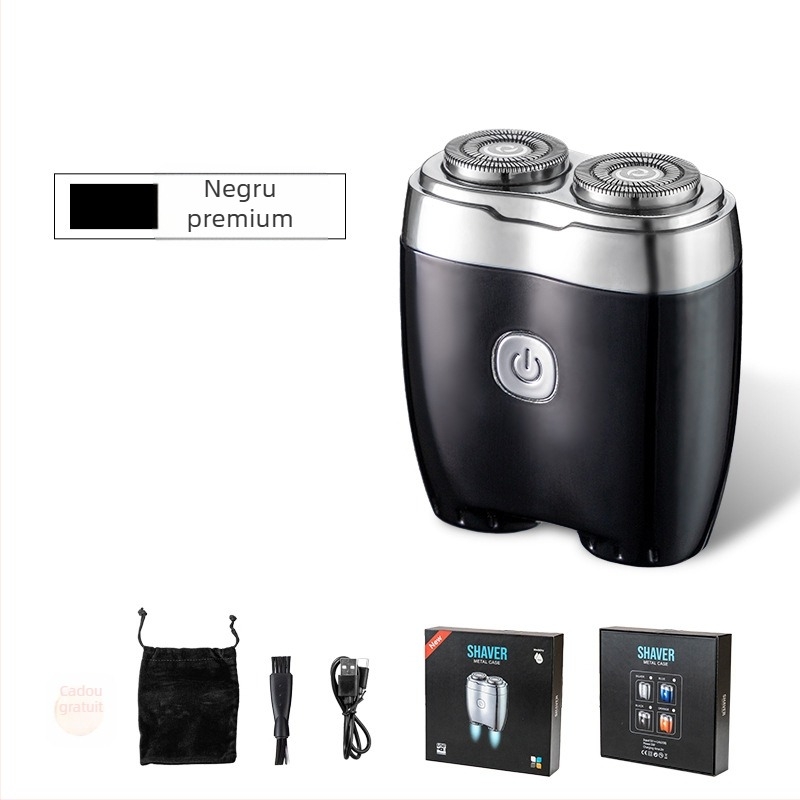 Aparat de ras electric cu cap rotativ cu două lame, cap pluto, curățare integrală a corpului, baterie încorporată 500–800 mAh, autonomie până la 80 de minute