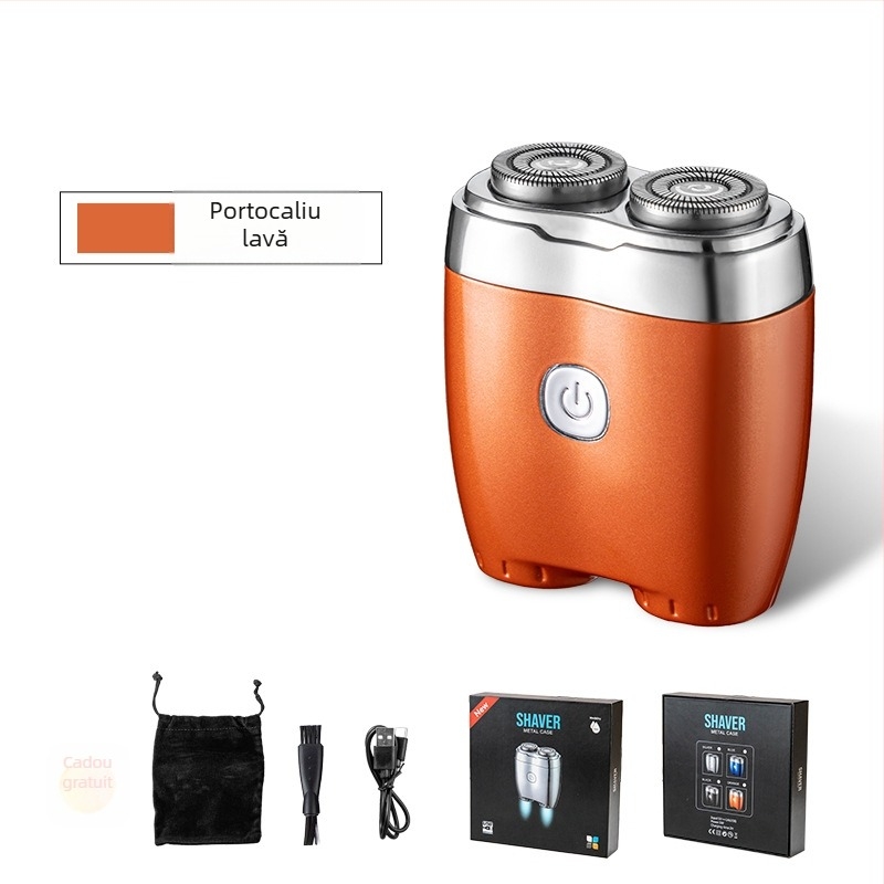 Aparat de ras electric cu cap rotativ cu două lame, cap pluto, curățare integrală a corpului, baterie încorporată 500–800 mAh, autonomie până la 80 de minute